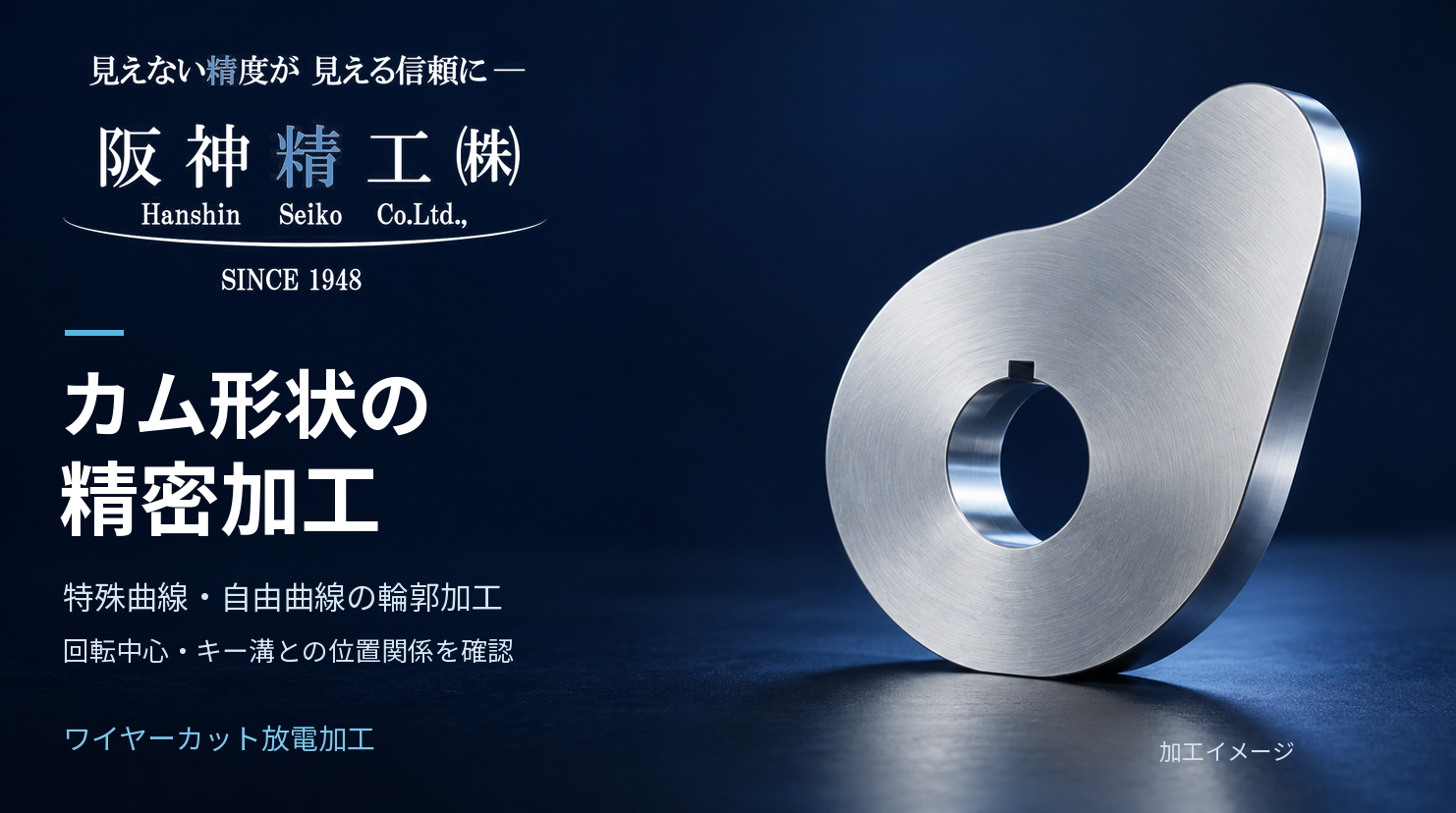 カム形状の精密加工|特殊曲線のワイヤーカット・単品製作