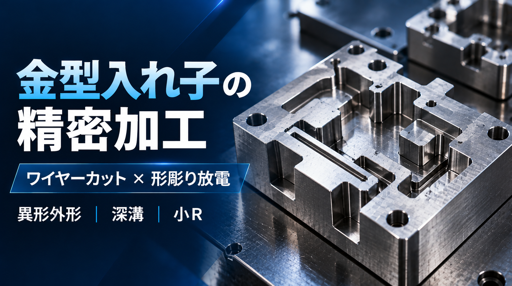 金型入れ子の精密加工|ワイヤーカット・形彫り放電による複雑形状加工